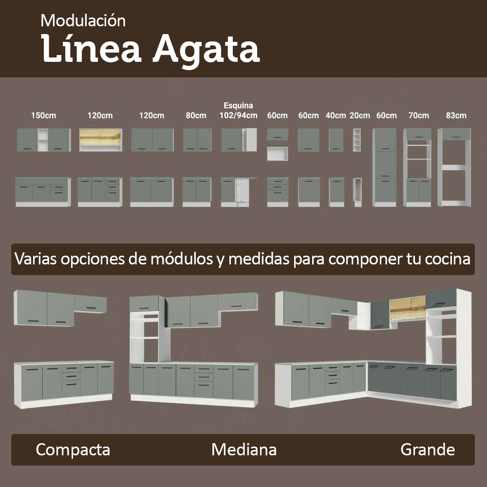Gabinete Bajo para Fregadero con Accesorios de Cocina 120 cm 1 Puerta 2 Cajones Blanco/Gris Agata Madesa