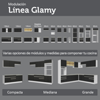 Gabinete Bajo para Fregadero con Accesorios de Cocina 120 cm 2 Puertas 3 Cajones Blanco/Negro Glamy Madesa