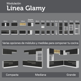Gabinete Bajo para Fregadero con Accesorios de Cocina 120 x 60 cm 2 Puerta 3 Cajones (Con Encimera) Glamy Blanco/Negro