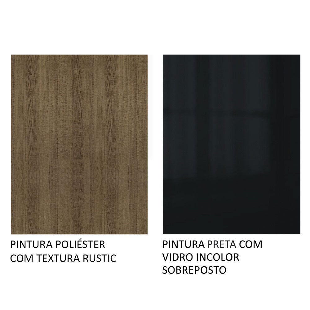 Gabinete Bajo 80 cm 2 Cajones Sin Encimera Marrón/Negro Lux Madesa