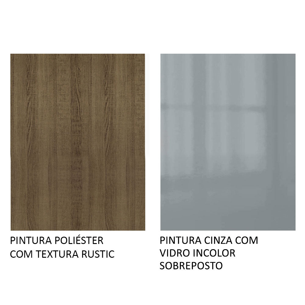 Gabinete Bajo 80 cm 2 Cajones Sin Encimera Marrón/Gris Lux Madesa