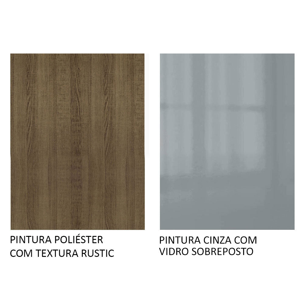 Gabinete Bajo 80 cm 2 Cajones Marrón/Gris Lux Madesa