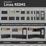 Mueble de Cocina para Fregadero 2 Puertas y 1 Cajón Negro Reims