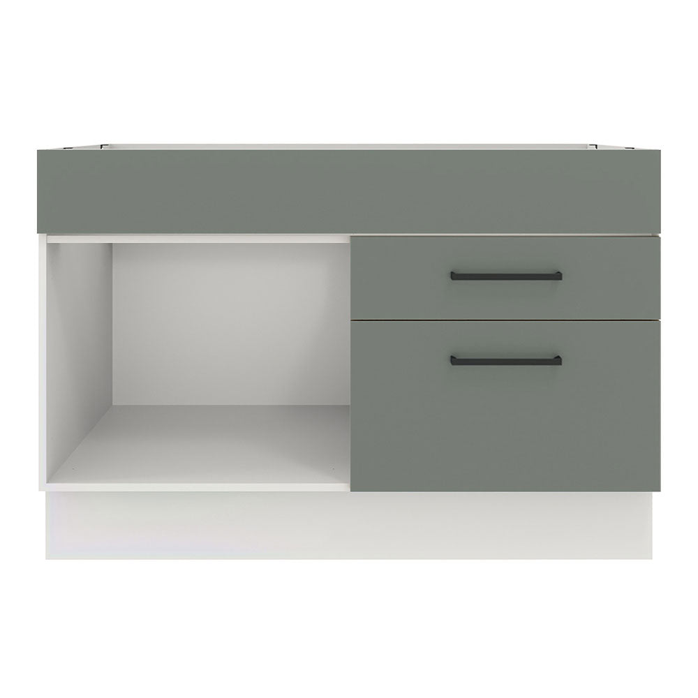 Gabinete Bajo para Fregadero 120 cm 1 Puerta 2 Cajones (Sin Encimera) Agata Blanco/Gris