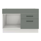 Gabinete Bajo para Fregadero 120 cm 1 Puerta 2 Cajones (Sin Encimera) Agata Blanco/Gris