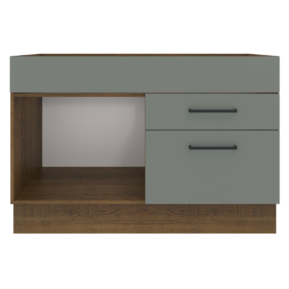 Gabinete Bajo para Fregadero 120 cm 1 Puerta y 2 Cajones (Sin Encimera ni Fregadero) Agata Marrón/Gris