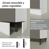 Gabinete Bajo para Fregadero 120 cm 2 Puertas 3 Cajones (Sin encimera) Blanco/Gris Vik Madesa