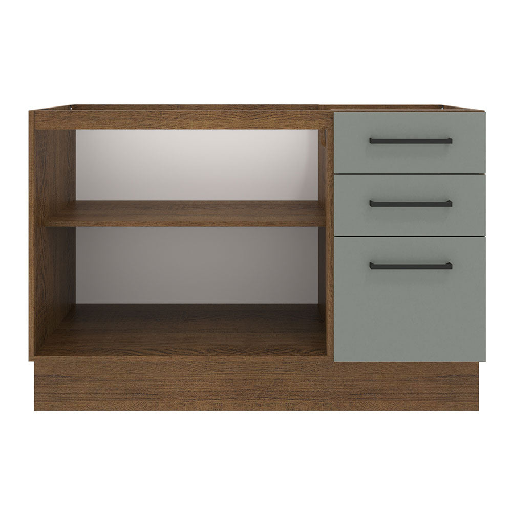 Gabinete Bajo para Fregadero 120 cm 2 Puertas 3 Cajones Sin Encimera Marrón/Gris Agata Madesa