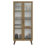 Vitrina 70 cm 2 Puertas de Vidrio con Patas Trapecio Marrón/Marrom Madesa