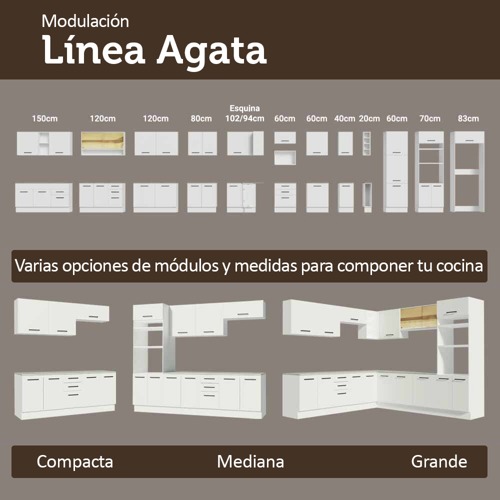 Cocina Integral Esquinera 399cm Blanco Agata 02