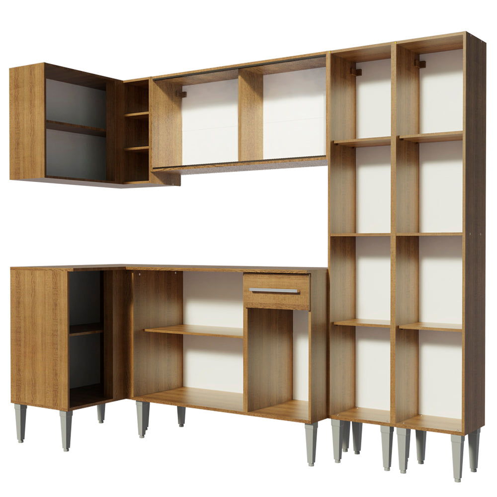 Cocina Integral Esquinera 293cm Marrón Emilly Line 06
