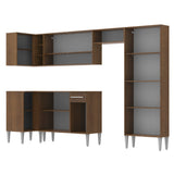 Cocina Integral Esquinera 353cm Marrón/Blanco Emilly Sun 01
