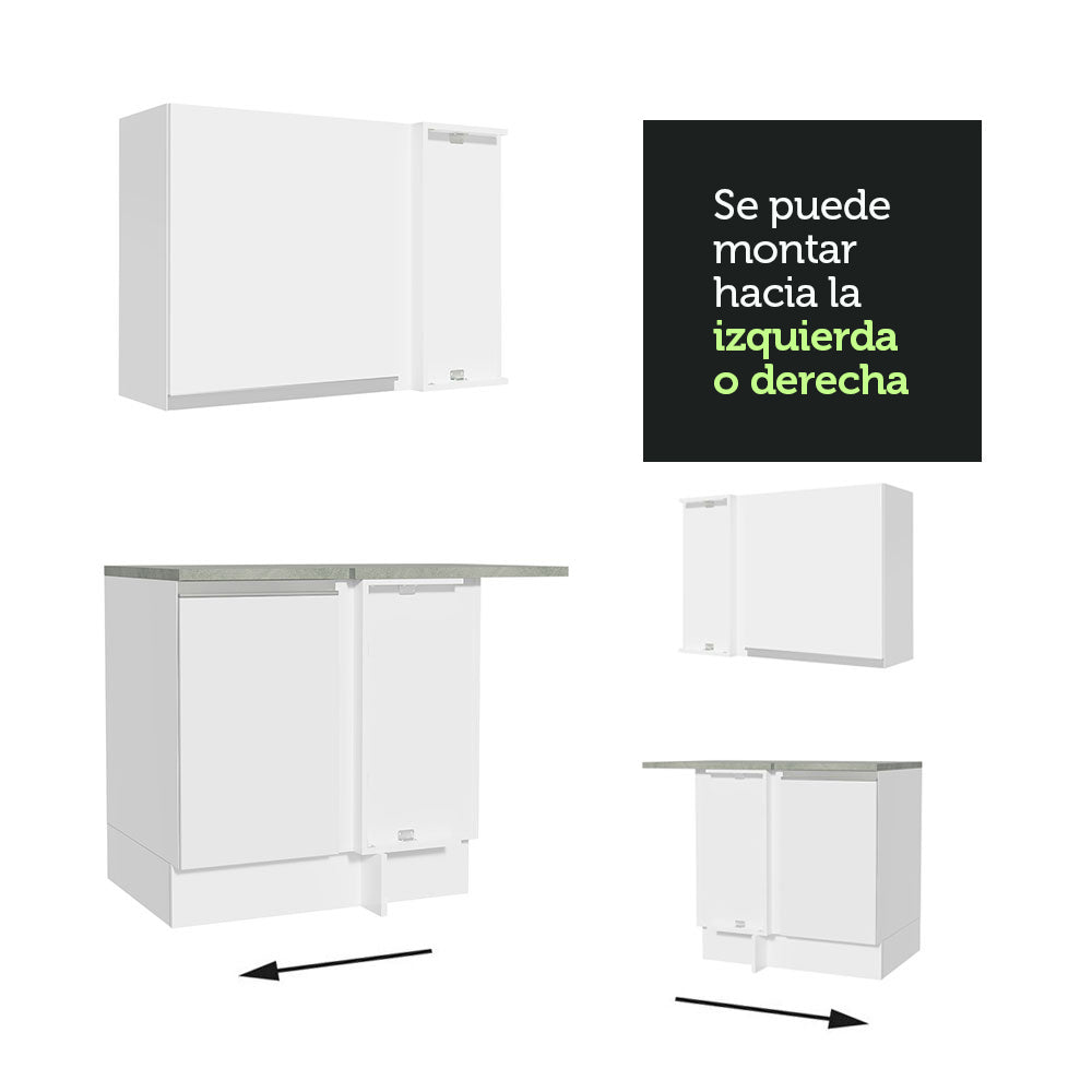 Cocina Integral Esquinera 349cm Blanco Glamy 06