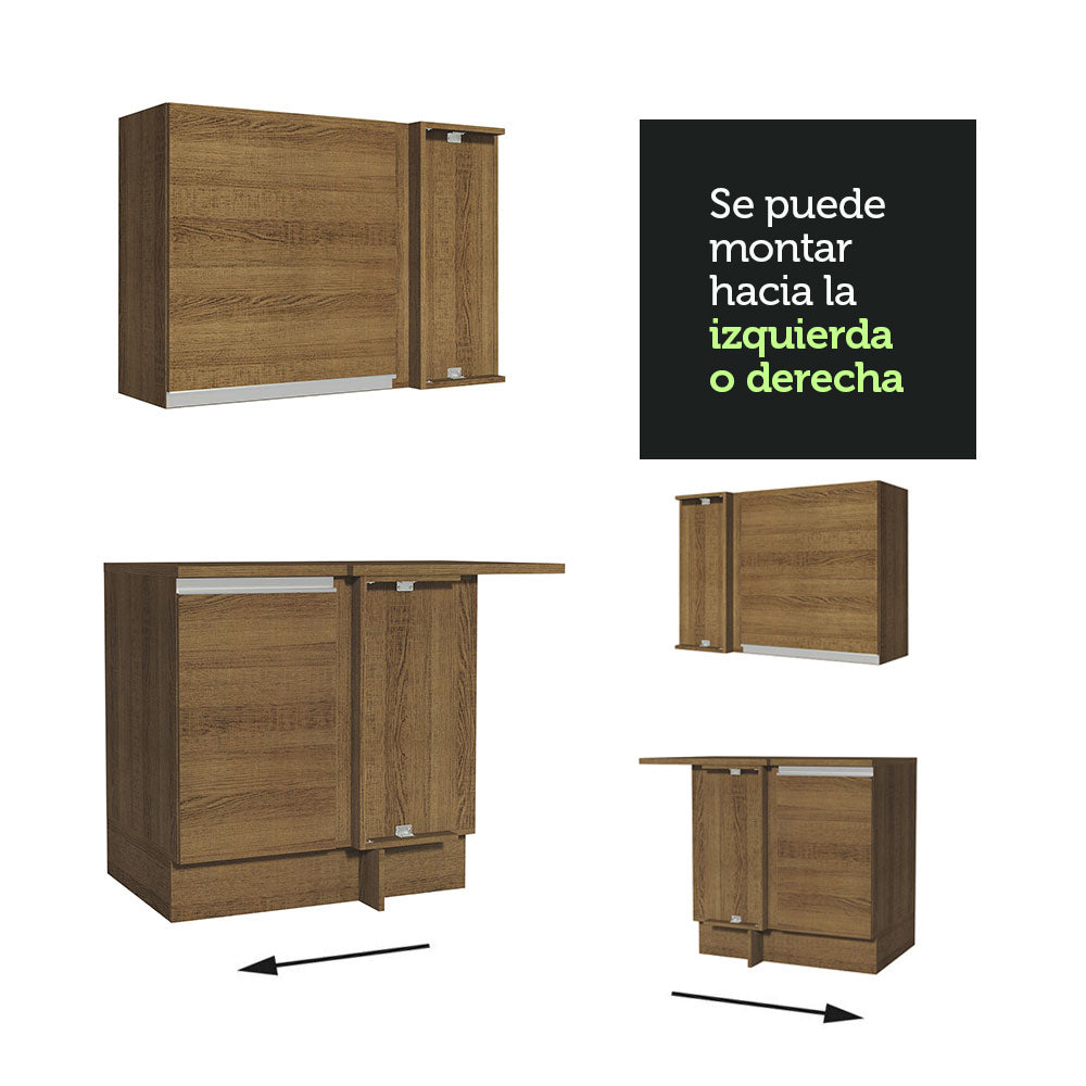 Cocina Integral Esquinera 349cm Marrón Glamy 07