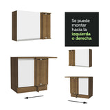 Cocina Integral Esquinera 349cm Marrón/Blanco Glamy 07