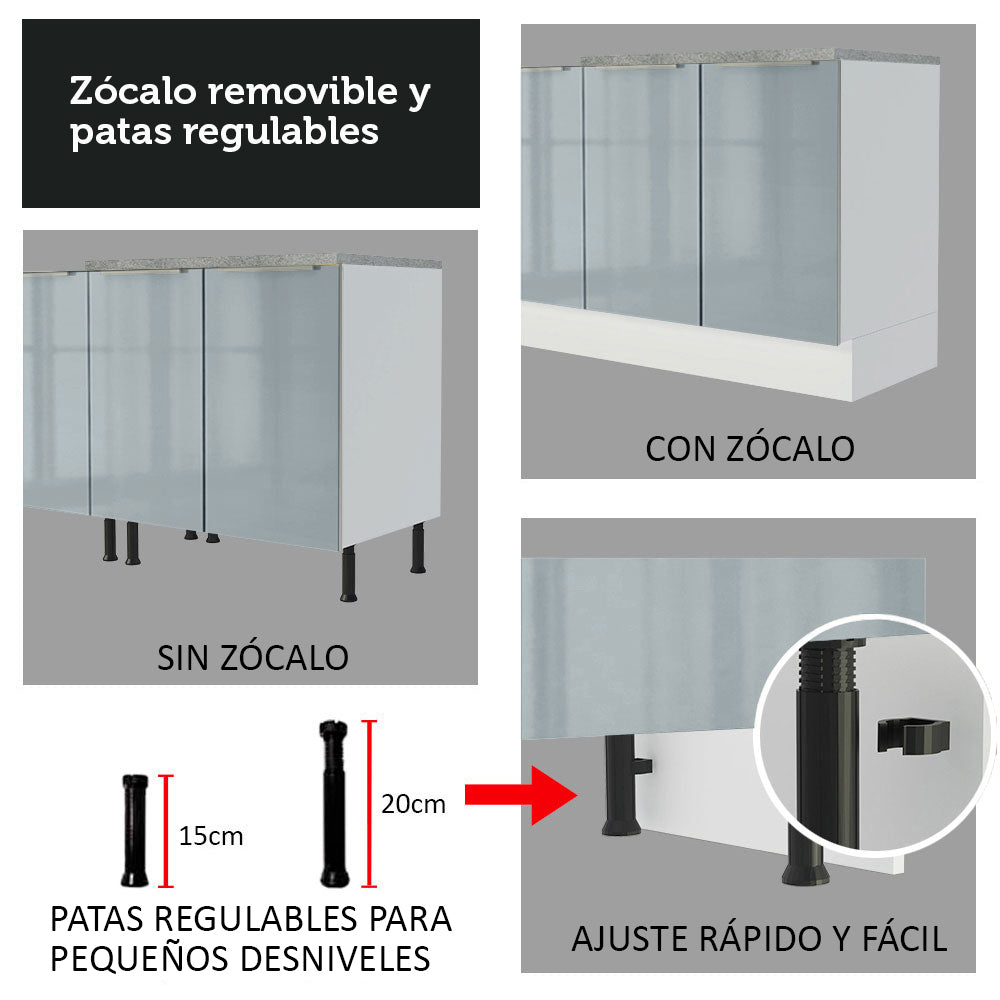Cocina Integral Esquinera 546 cm Lux Blanco/Gris 03