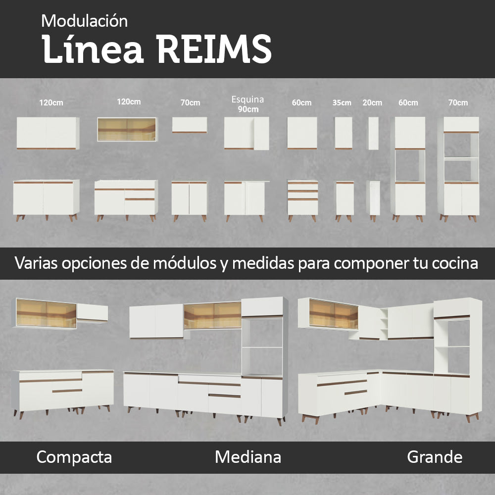 Cocina Integral Esquinera 262cm Blanco Reims 01