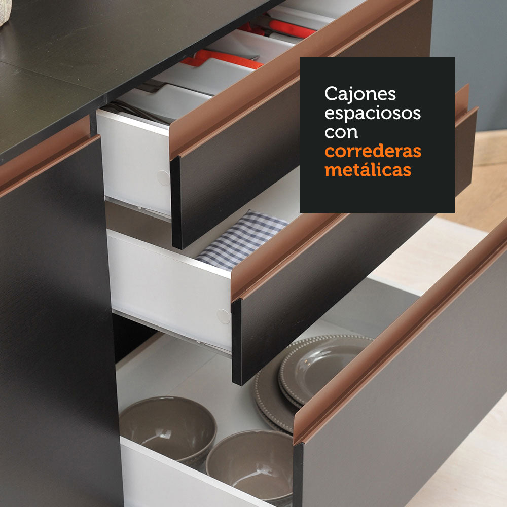 Cocina Integral Esquinera 437cm Negro Reims Madesa 01