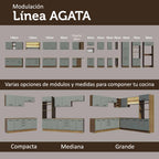 Cocina Compacta 120 x 52 cm 4 Puertas 3 Cajones Marrón/Gris Agata Madesa