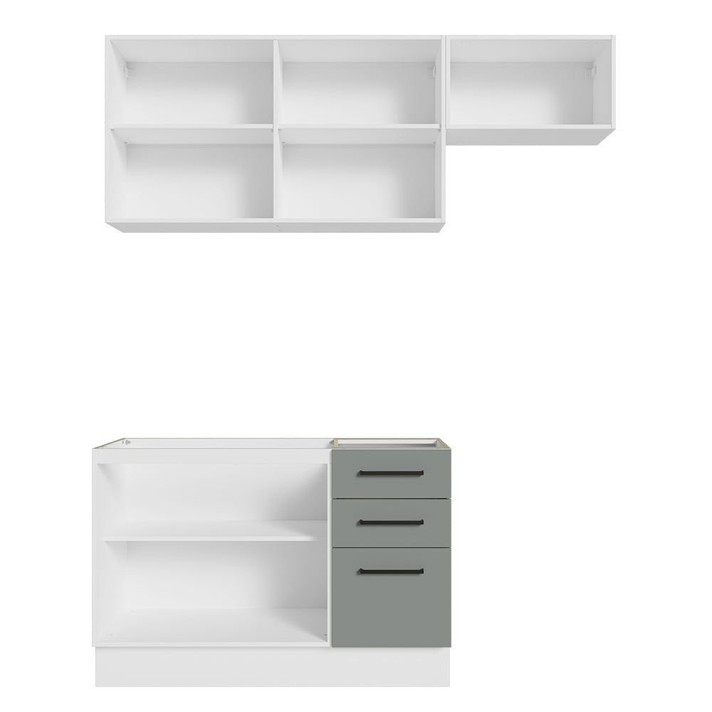 Cocina Compacta 180 x 52 cm 5 Puertas 3 Cajones Blanco/Gris Agata Madesa
