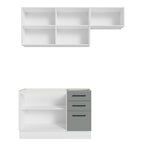Cocina Compacta 180 x 52 cm 5 Puertas 3 Cajones Blanco/Gris Agata Madesa