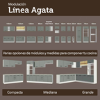 Cocina Compacta 190 cm Con Vitrina Blanco/Gris Agata Madesa