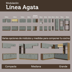 Cocina Integral 270 x 52 cm 9 Puertas 3 Cajones Marrón/Gris Agata Madesa