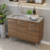 Cocina Integral 105cm con Tarja Marrón/Gris Emilly 04