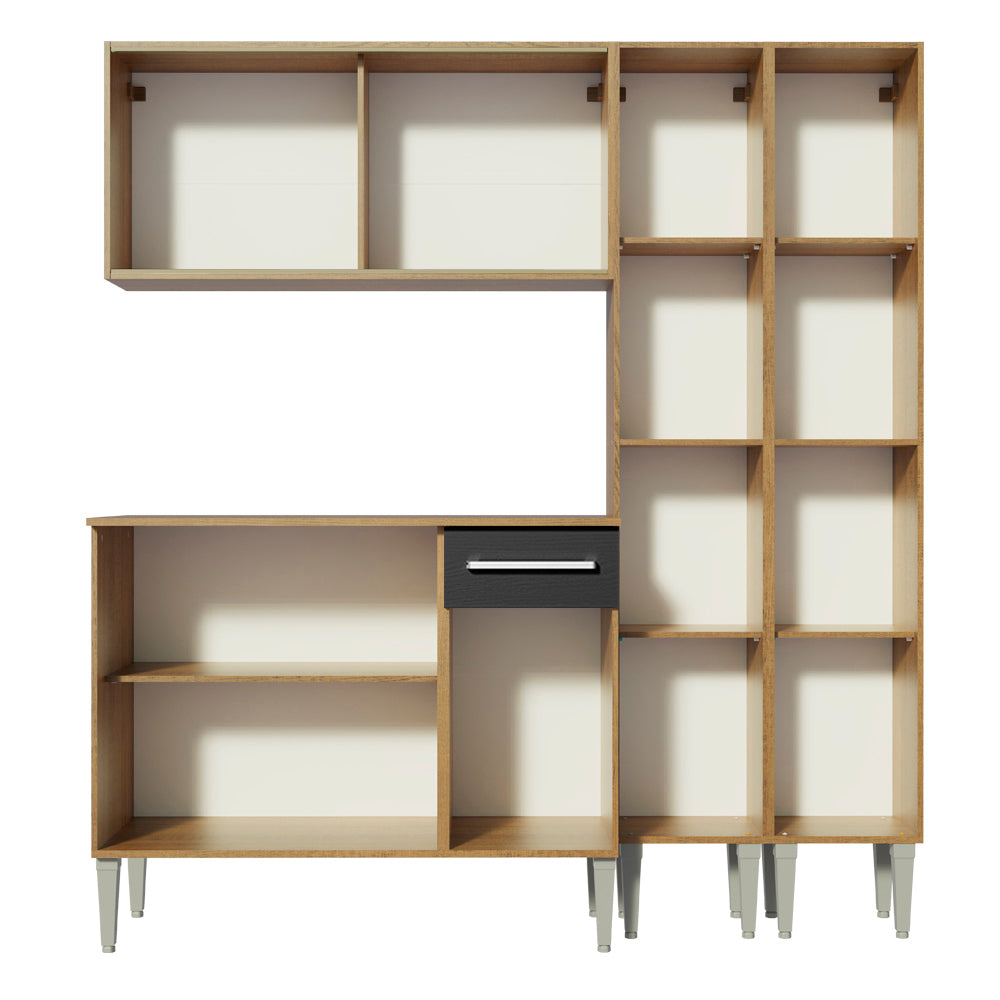 Cocina Compacta 169cm Marrón/Negro Emilly Voice 06