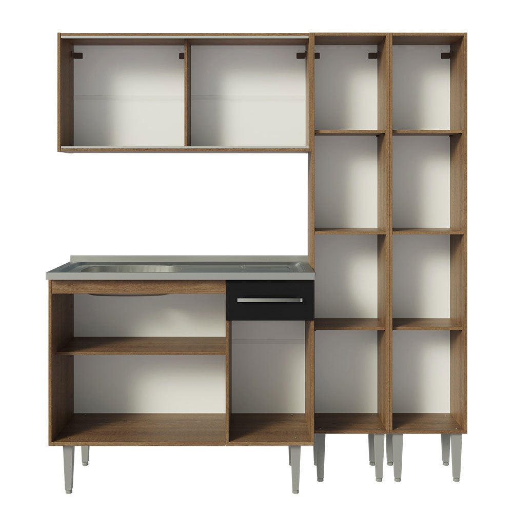 Cocina Compacta 169cm Marrón/Negro Emilly Madesa 11