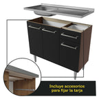 Cocina Compacta 169 cm Con Fregadero Marrón/Negro Emilly Madesa