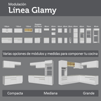 Cocina Compacta 190 cm Con Vitrina Blanco Glamy Madesa