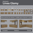 Cocina Compacta 190 cm Con Vitrina Marrón Glamy Madesa