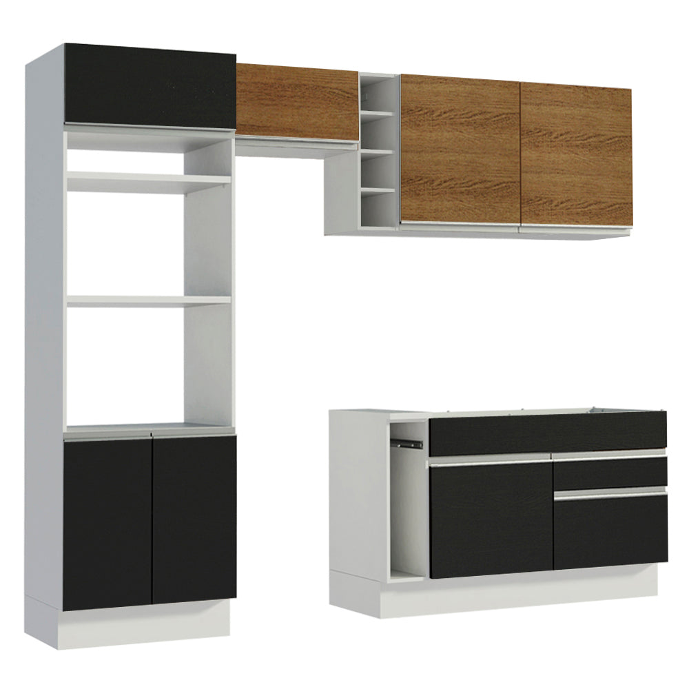 Cocina Integral 270cm Blanco/Negro/Marrón Glamy 09