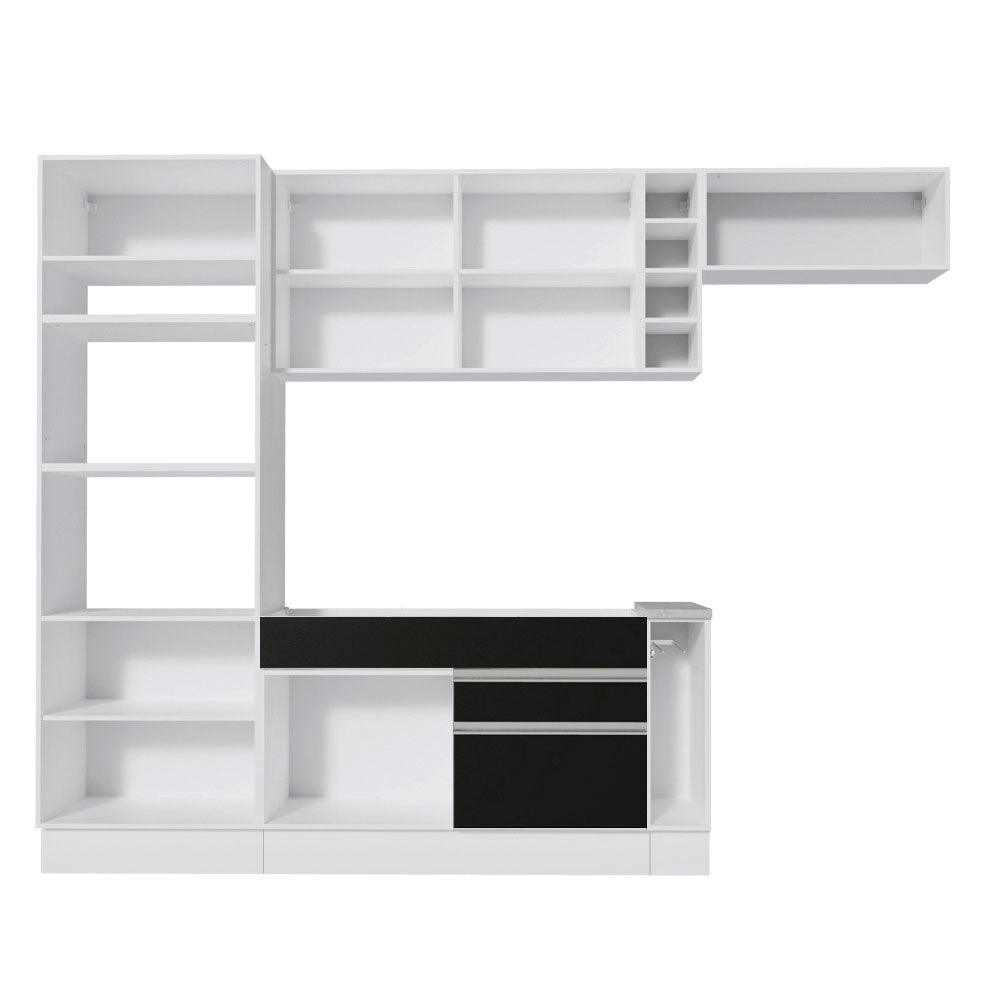 Cocina Integral 290 cm Con Mueble para Horno Blanco/Negro/Marrón Glamy Madesa