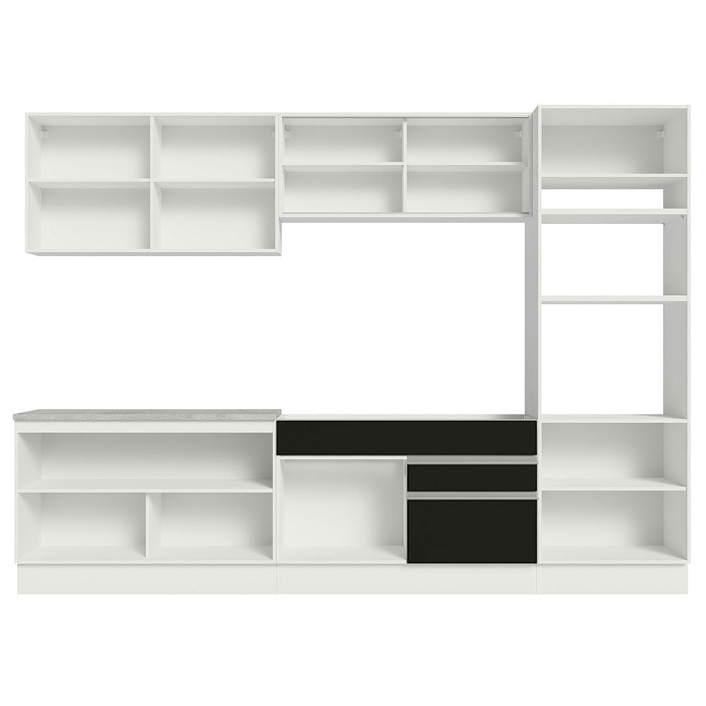 Cocina Integral 310 cm Con Mueble para Horno Blanco/Negro Glamy Madesa