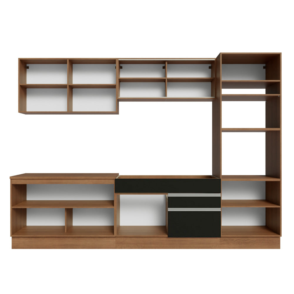 Cocina Integral 310 cm Con Mueble para Horno Marrón/Negro Glamy Madesa