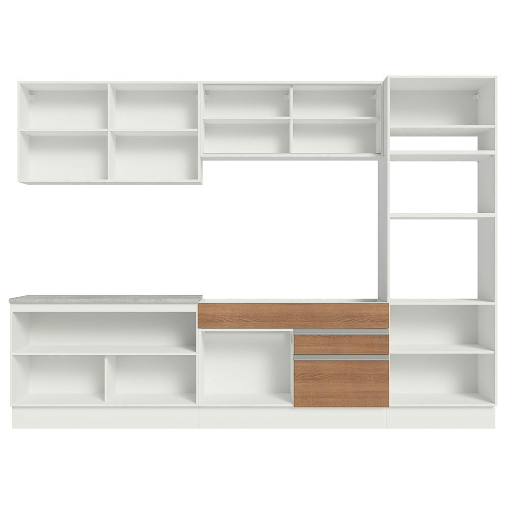 Cocina Integral 310 cm Con Mueble para Horno Blanco/Marrón Glamy Madesa