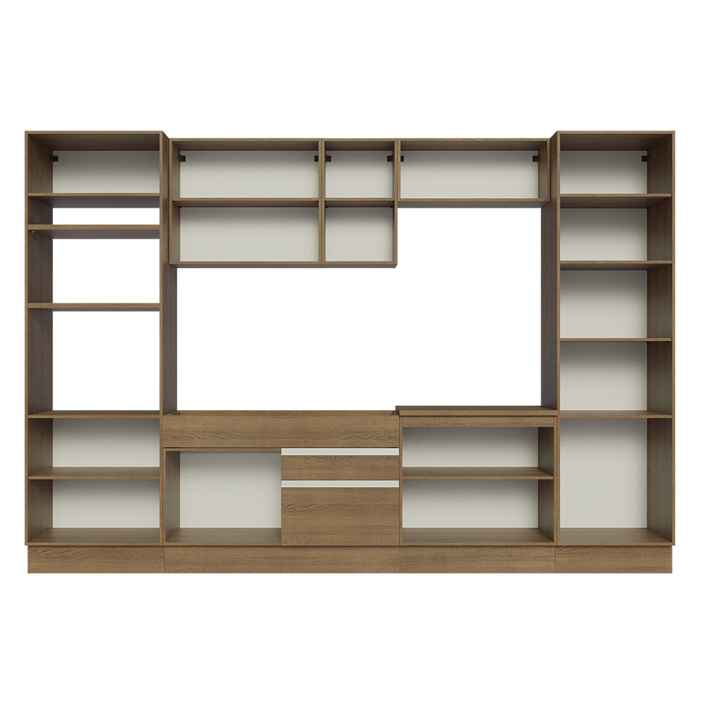 Cocina Integral 330 cm Con Mueble para Horno y Despensa Abierta Marrón Glamy Madesa