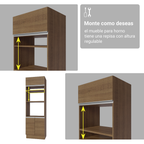 Cocina Integral 340 cm Con Vitrina y Mueble para Horno Marrón Glamy Madesa