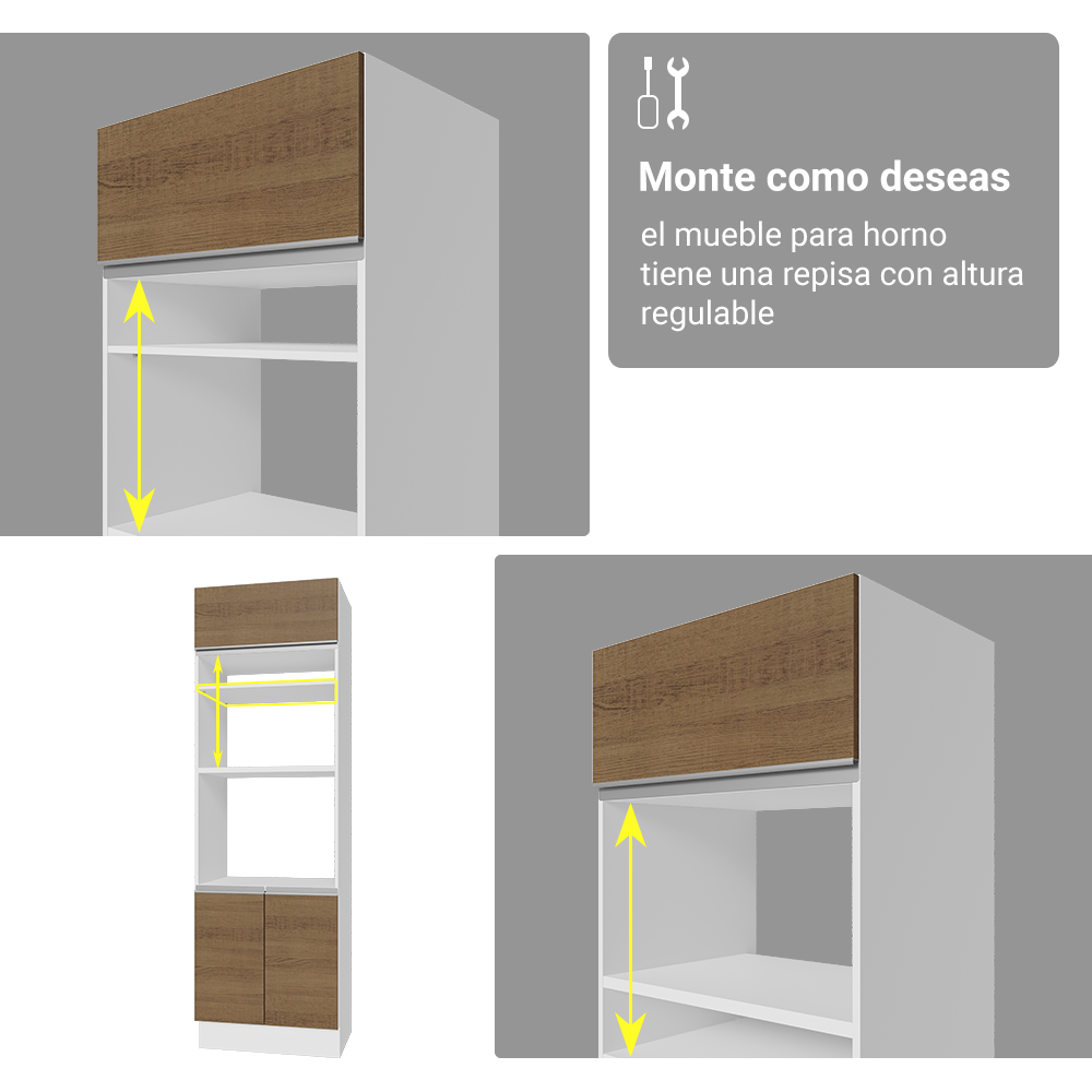 Cocina Integral 340cm Blanco/Marrón Glamy 01