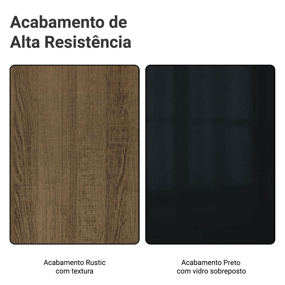 Kit Gabinete Bajo 2 Puertas y Vitrina 70 cm Marrón/Negro Lux Madesa