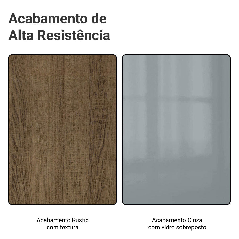 Kit Gabinete Bajo 2 Puertas y Vitrina 70 cm Marrón/Gris Lux Madesa