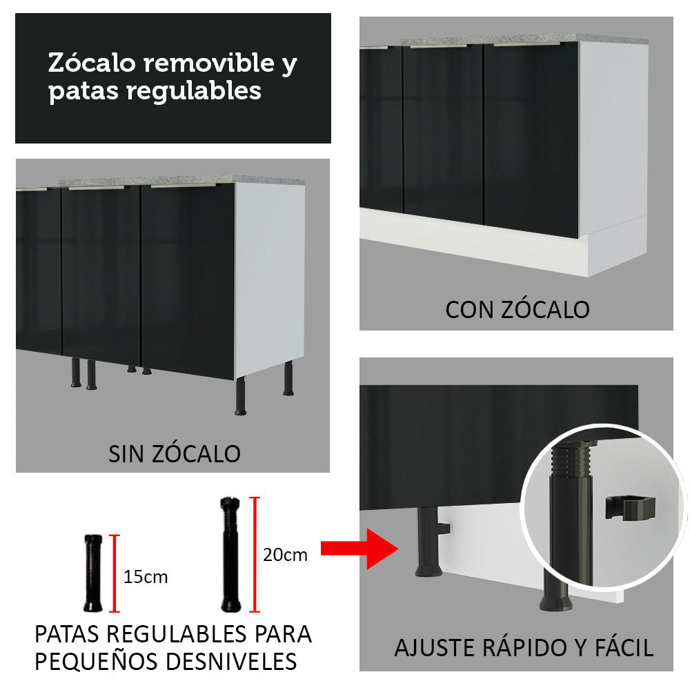 Cocina Integral 320cm Lux Blanco/Negro 04