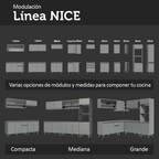 Cocina Integral Flotante 300 cm Con Mueble para Horno Gris Nice Madesa