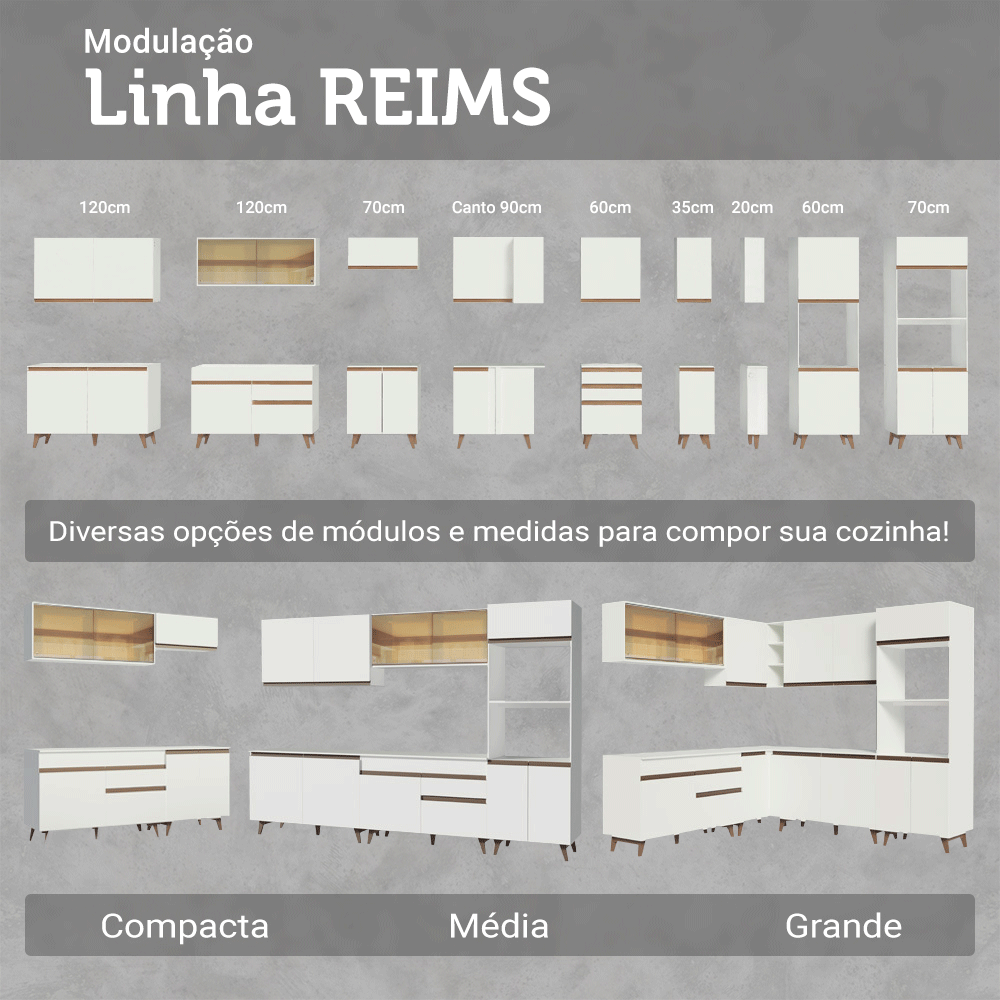Cocina Compacta 190cm Blanco Reims 05