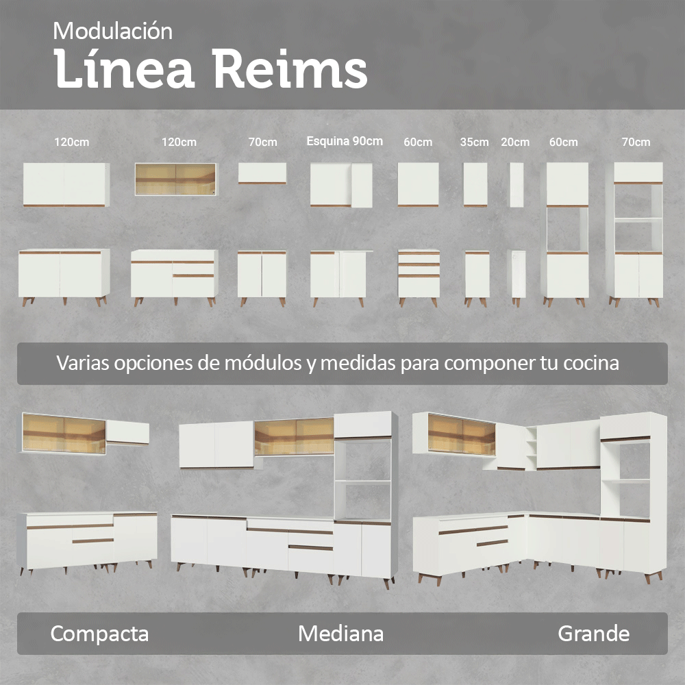 Cocina Integral 250 cm Blanco Reims Madesa