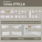 Kit Gabinete Bajo 2 Puertas y Vitrina 70 cm Blanco Stella Madesa