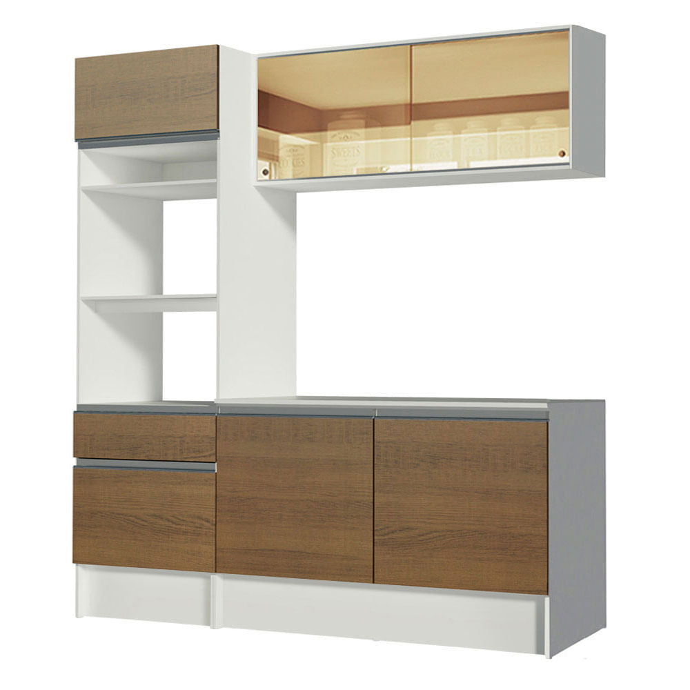 Cocina Compacta 180cm Blanco/Marrón Diamante Madesa 02