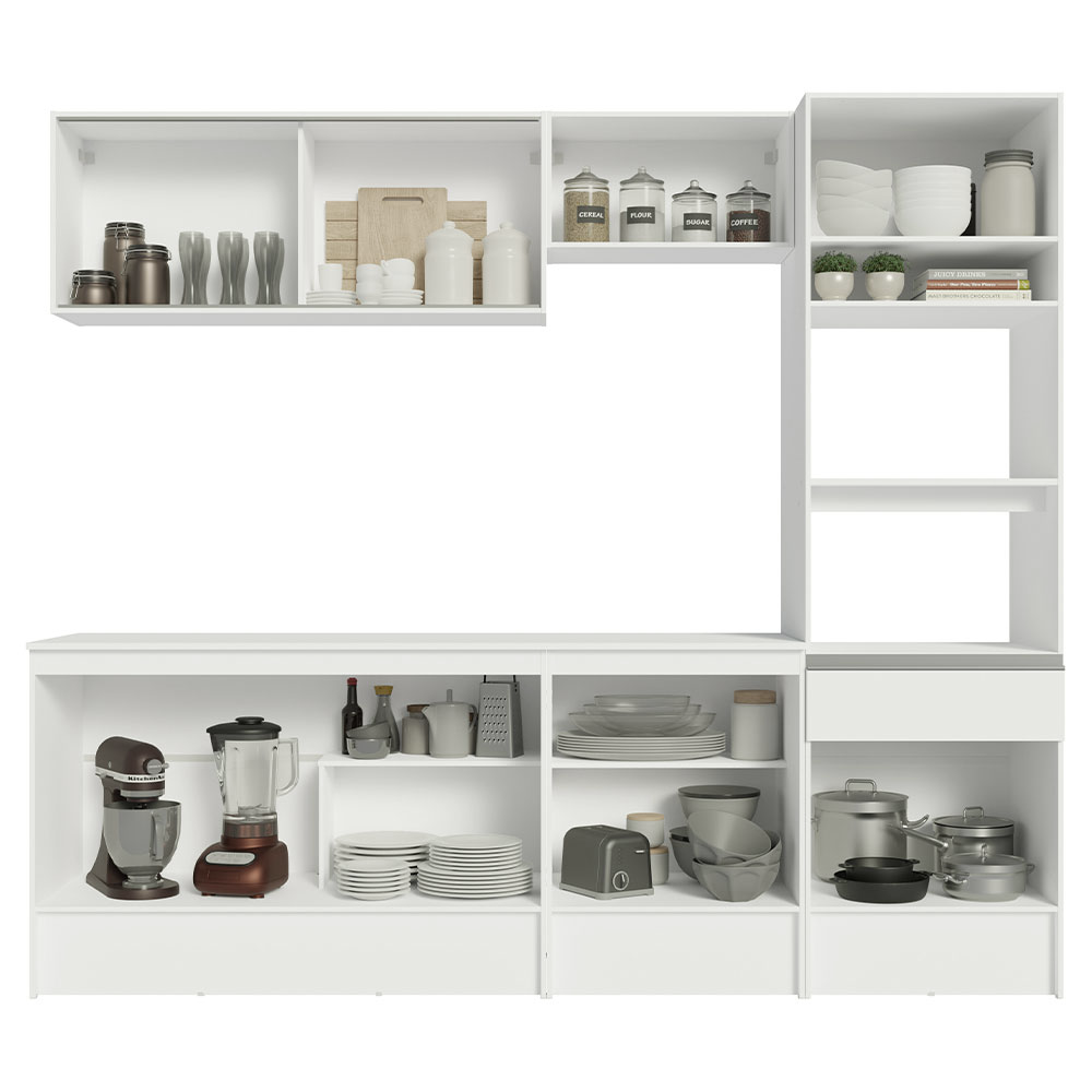 Cocina Integral 240 cm Con Mueble para Horno Blanco Topázio Madesa